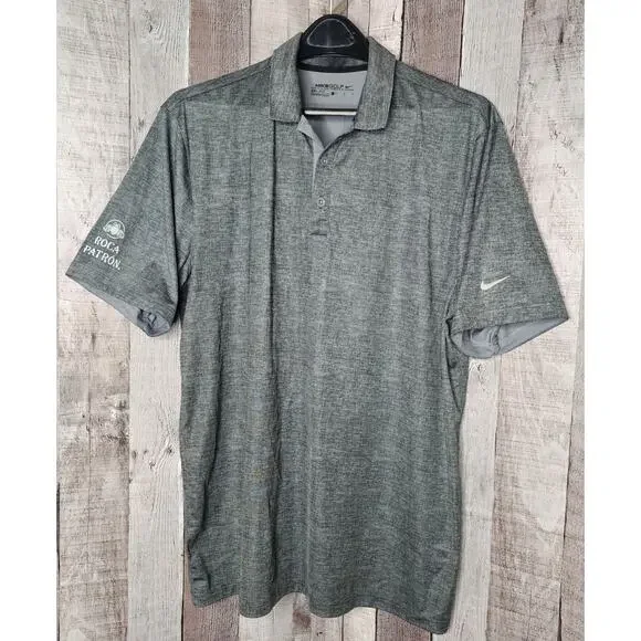 NIKE DRI-FIT Golf Short Sleeve Polo SHIRT Gray ROCA PATRON Men's size Large - Picture 1 of 6